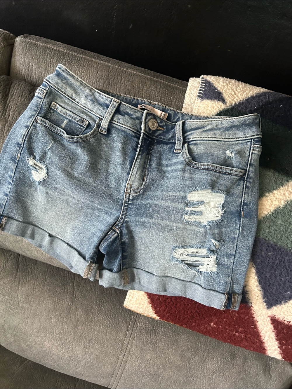 SO Light Blue Distressed Denim Shorts
